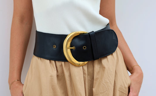 Moon Belt Classic in Black Leather and Brass Buckle