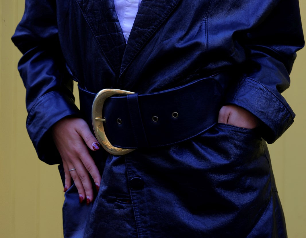 Moon Belt Classic in Black Leather and Brass Buckle