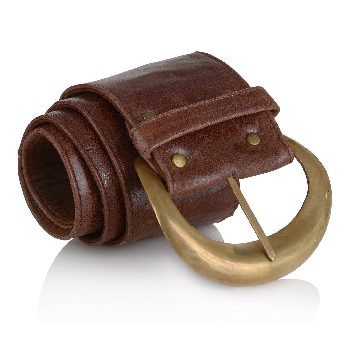 Moon Belt Classic in Brown Leather and Gold Buckle