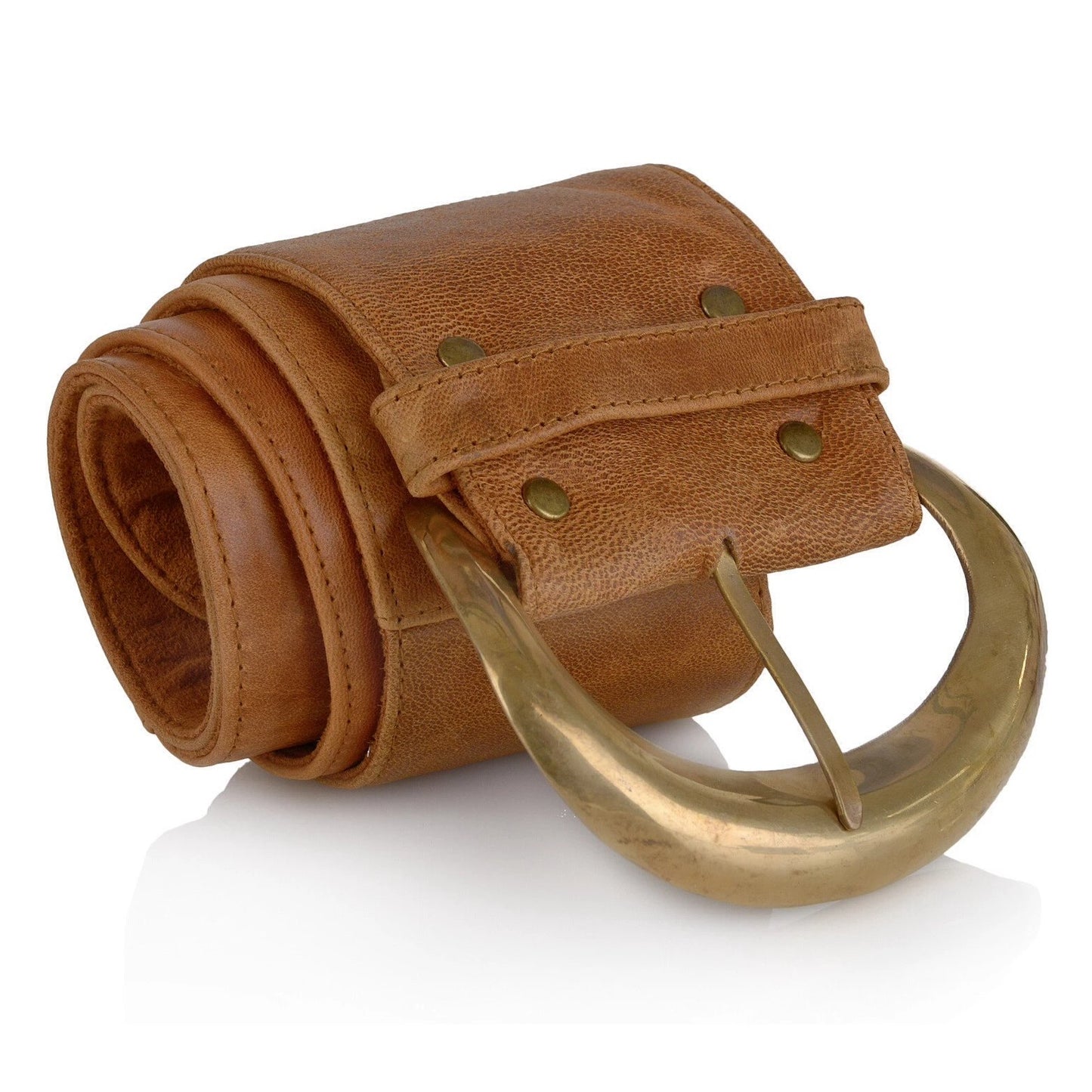 Moon Belt Classic in Tan Leather and Gold Buckle