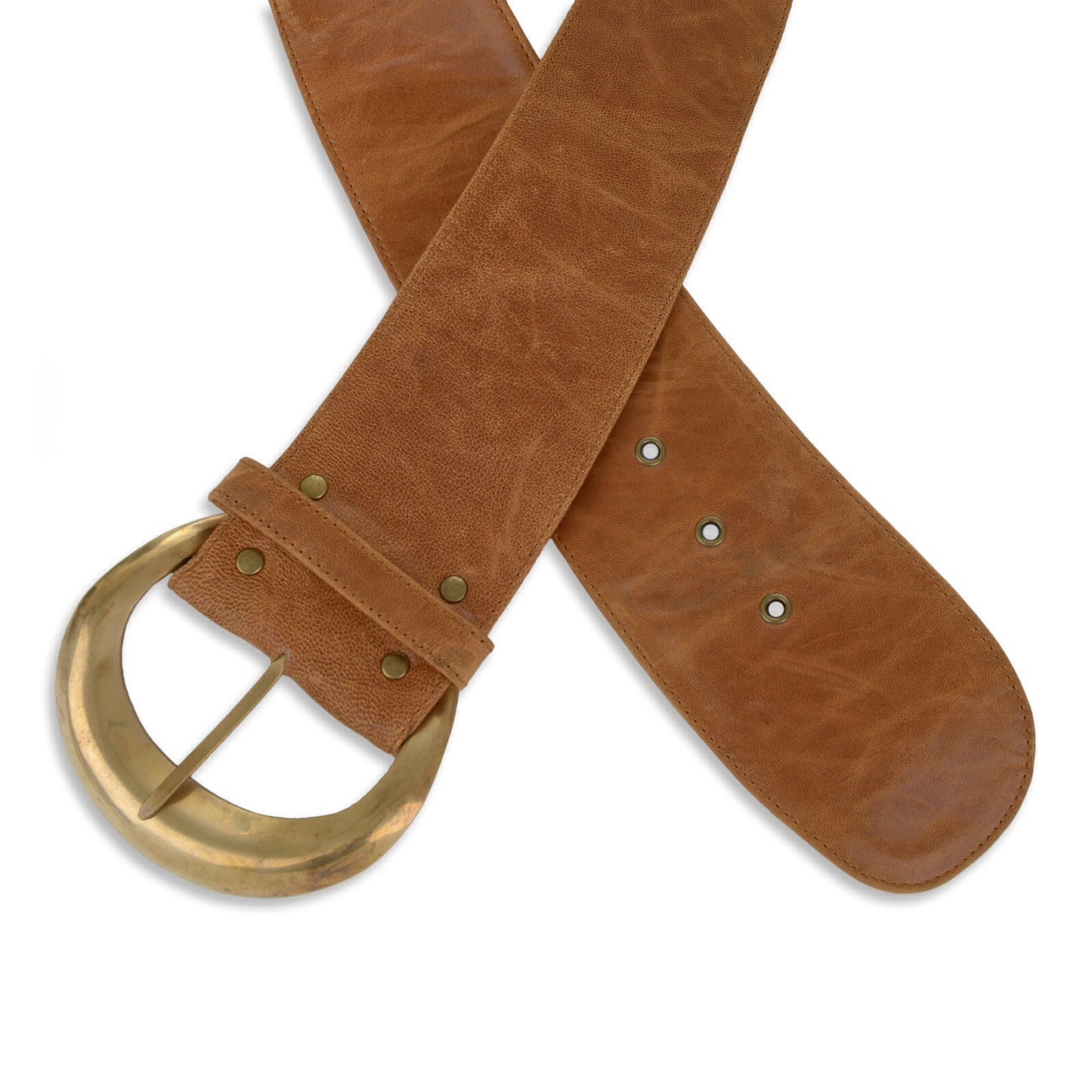 Moon Belt Classic in Tan Leather and Gold Buckle