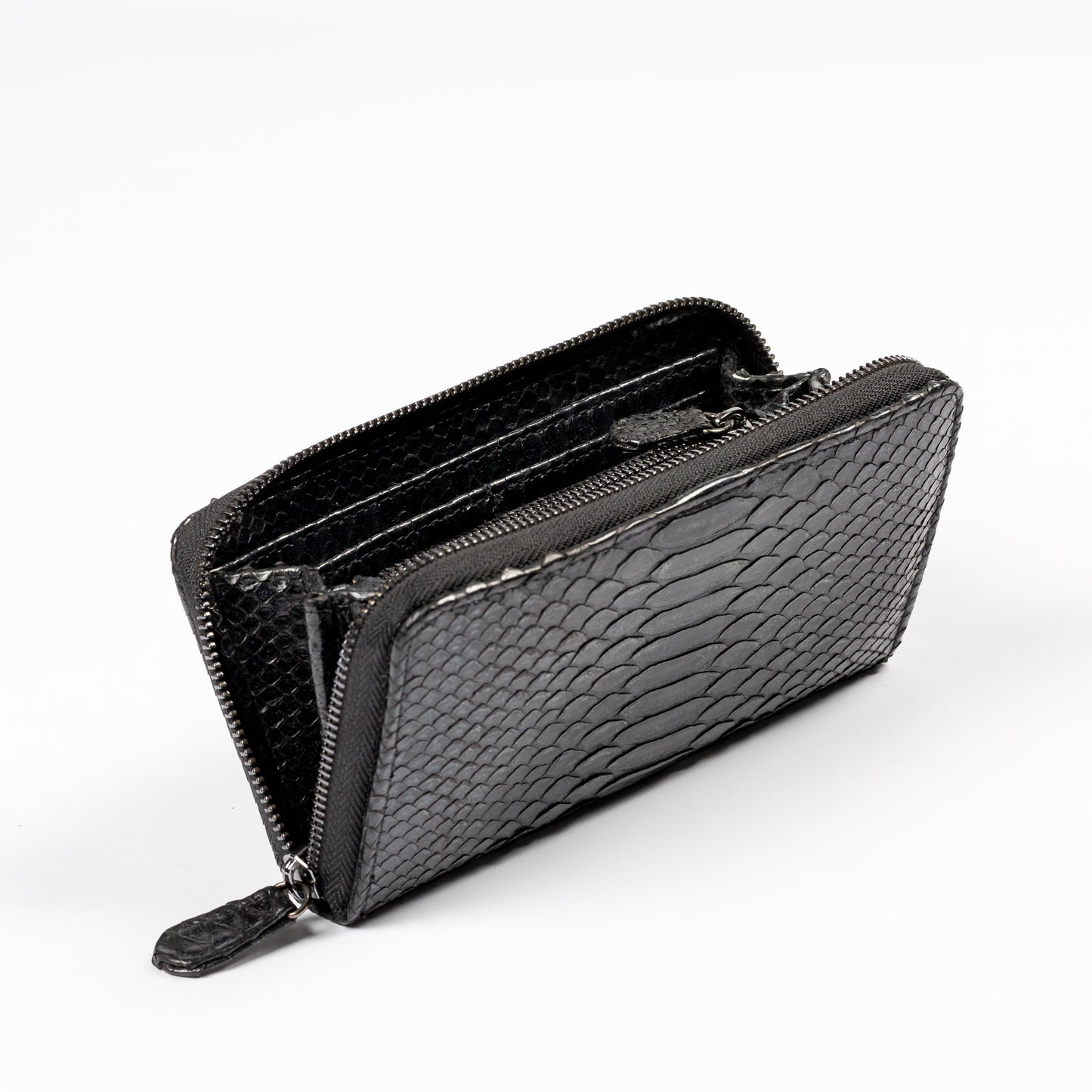 Paris Wallet in Black Python with Black lambs leather interior