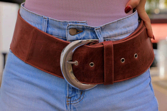 Classic Moon Belt: Brown with Chrome Buckle