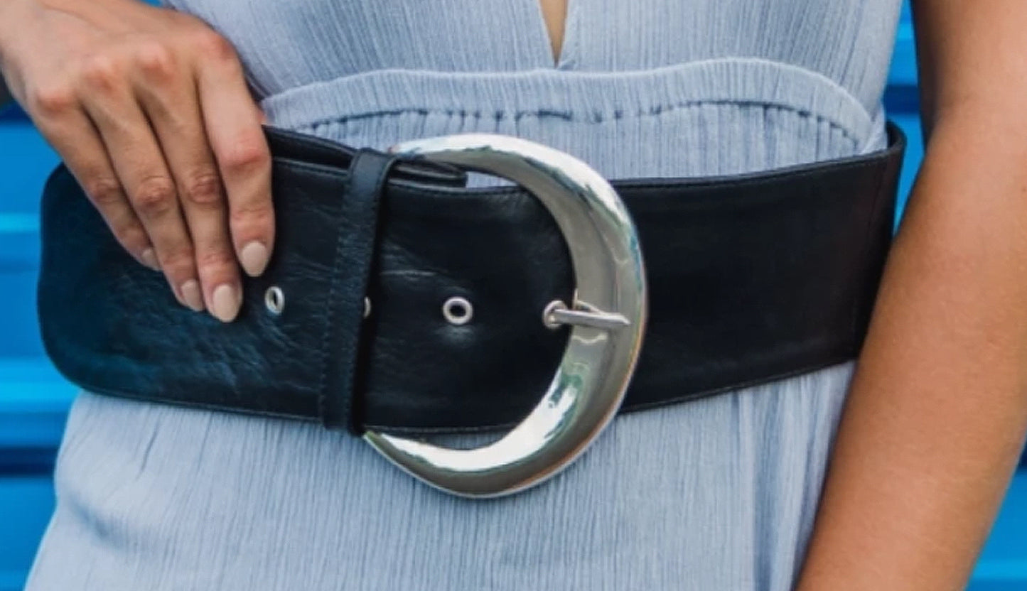 Classic Moon Belt: Black with Chrome Buckle