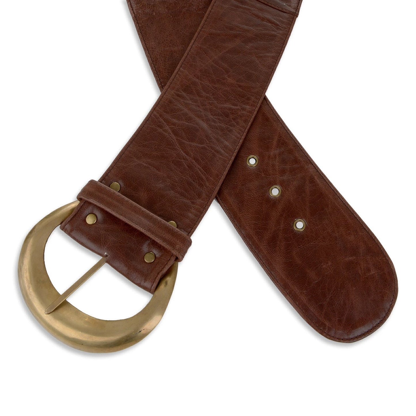 Moon Belt Classic in Brown Leather and Gold Buckle